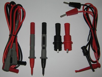 DMM Test 1 m. Long Lead Set - Banana Plugs - Probes - Alligator / Component Clip