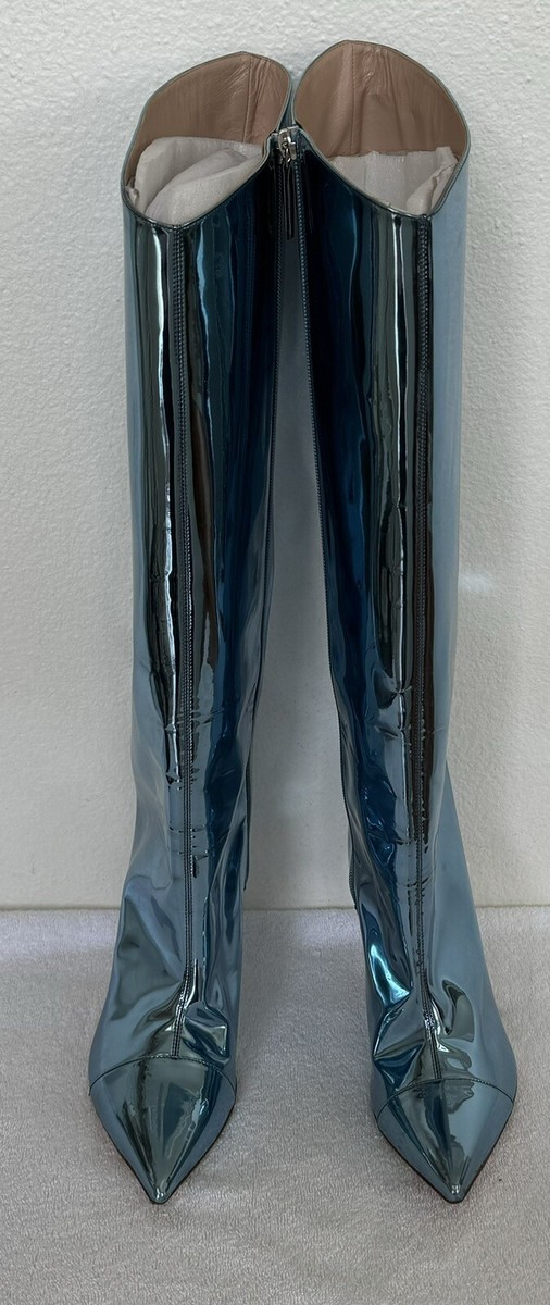 【Alexandre Vauthier】 Alexアンクルブーツ ALEXANDRE VAUTHIER Alex Toe Blue Metallic Effect Eco Leather