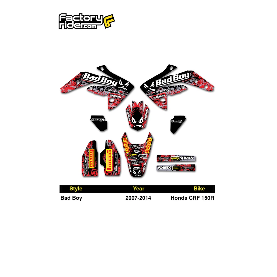 Honda CRF 150 R 2007-2014 Dirt Bike Graphic Decal BADBOY Racing By Enjoy Mfg - Image 2 of 4