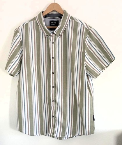 Reverse Threads mehrfarbig gestreiftes Kurzarmhemd mit Knopfleiste Größe 2XL