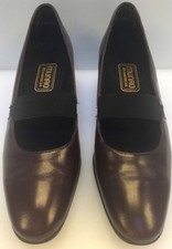 Munro Women 6.5 N US American Brown Slip On High Heels Made in USA 9468