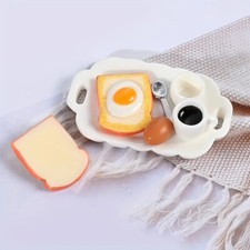 Dollhouse Miniature Breakfast Set 1:12 Scale Eggs Toast Coffee Food Diorama 6 Pc