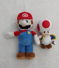 Lot of 2 Nintendo Super Mario Bros Plush: Mario  Toad Mushroom Toy Collectibles