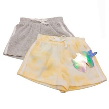 2 Pairs Btween Knit Shorts Size 5 Girls Yellow Tie Dye Gray