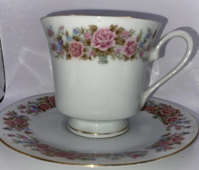 Cup And Saucer Gold Rimmed Pink Rose Floral Made In China C3 | eBay