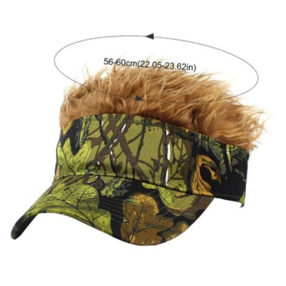 Men Camouflage Wig Baseball Cap Cotton Fake Hair Hat Sports Sunshade