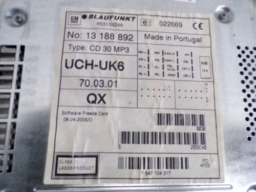 Radio Autoradio CD 30 MPS 13188892 Opel Meriva A Corsa C BLAUPUNKT (483A14) - Bild 6 von 9