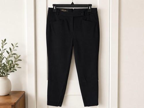 Loro Piana Black Slim Straight Leg Ankle Zip Pants Made in Italy
