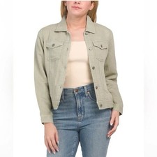 Jones New York Linen Jacket Green Lightweight Button Front Size M NWT