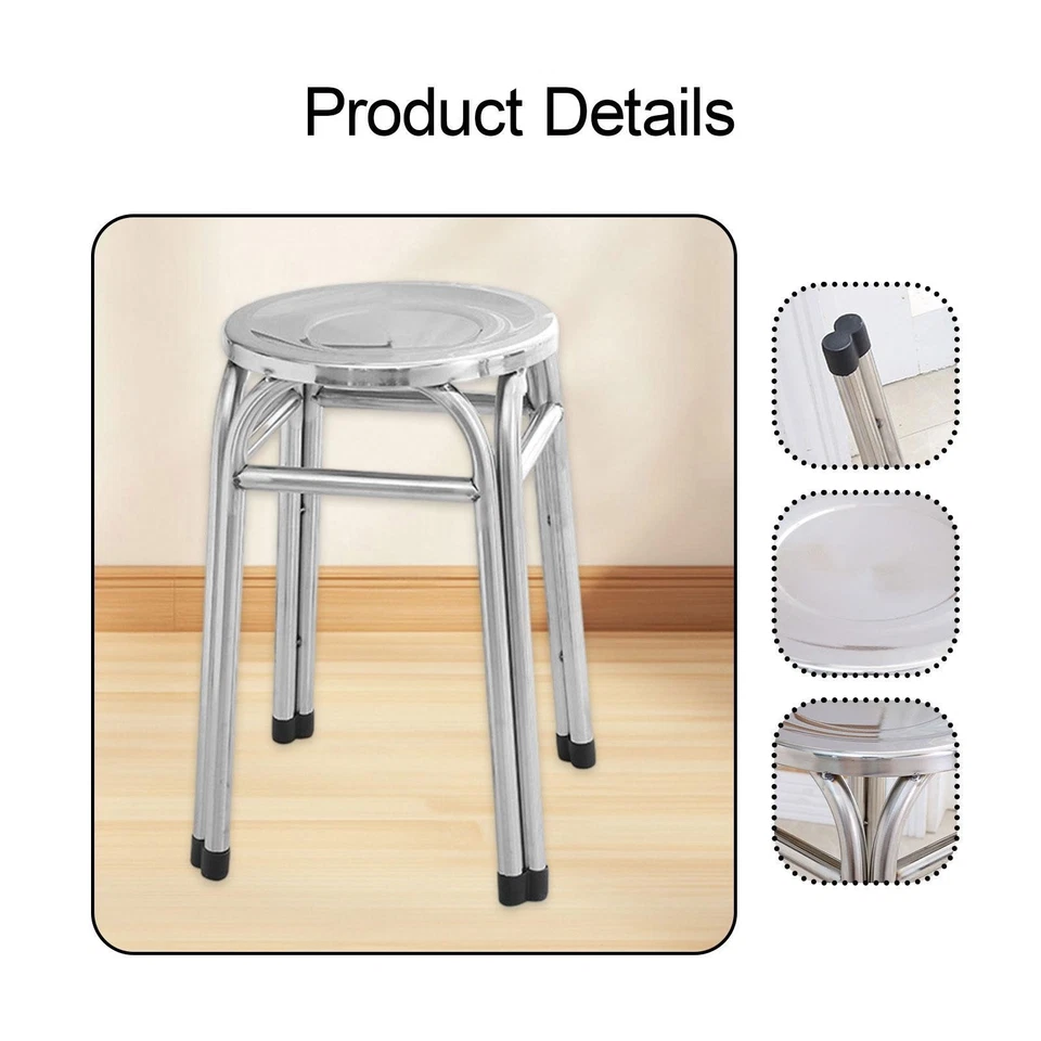 Stacking Stool Non Slip Backless Round Metal Stool for Outdoor Garden Indoor - Image 4 of 4