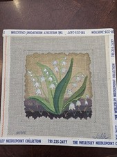 Beautiful lily of the valley needlepoint canvas from the Ivory Woods Collection
