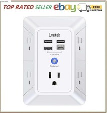 5 Outlet Extender Multi Plug Wall Outlets with 4 USB Charging Ports 1 USB C Out