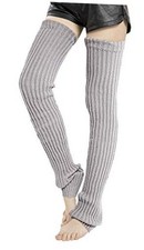 Women's Winter Thick Knit Extra Long Thigh High Leg Warmers C02-light Gray