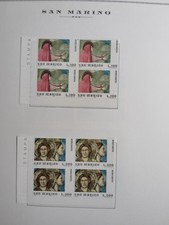 SAN - MARINO - 1975 - GIOTTO - BLOCKS - OF - FOUR- N941 - N942 -WITH-MARGINS-MNH