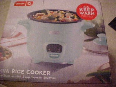New Dash Mini Rice Cooker One Touch Cooking 2 Cup Capacity 200 Watts