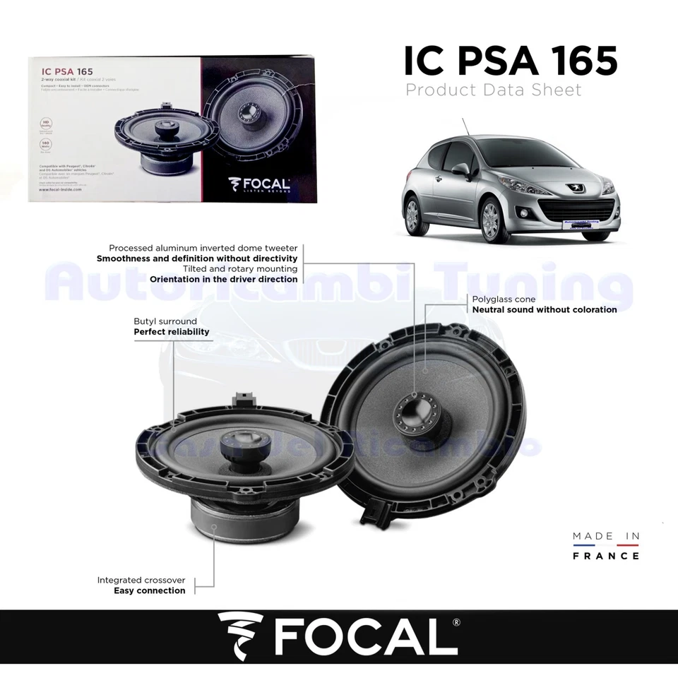 Focal Icpsa165 Inside 2 voies Coax pour Peugeot Citroen
