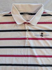 Nike Golf Polo Shirt Mens XL White Striped Dri-FIT Tour Performance Short Sleeve