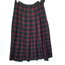 Vintage Pendleton Womens Plaid Pleated Wool Midi Skirt Plaid 12 Dark Academia