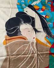 JAPANESE Art-to-Wear Wow Geisha Exquisite 100 Silk 34" Scarf Wrap No tags