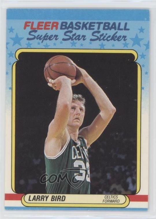 1988-89 Fleer Super Star Sticker Larry Bird #2 HOF 13un