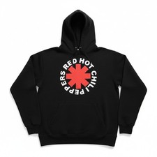 Red Hot Chili Peppers Hoodie Black Pullover Logo Sweatshirt Size L Band Merch