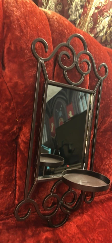 San Miguel Vista Wall Sconce Rustic Finish Iron With Mirror And Candle - Image 3 of 4