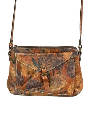 Patricia Nash Avellino Floral Leather Crossbody Handbag Purse Fall Colors