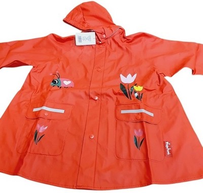 Regenmantel rot Größe 104 Kinder Playshoes mit Blumen und Kapuze 7.4340