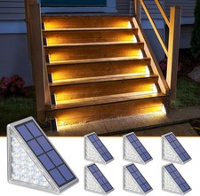 Solar Step Lights,6 Pack Warm White Solar Stair Lights Outdoor Waterproof IP67 A