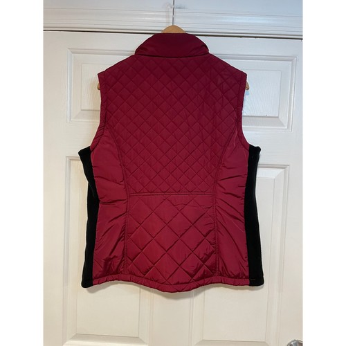Andrew Marc Quilted Vest Womens L Burgundy Red Black Padded Sleeveless Jacket - Picture 5 of 8