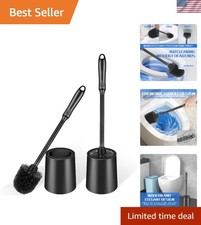 Toilet Brush and Holder 2 Pack with Long Handle - Non-Slip Grip Toilet Bowl B...