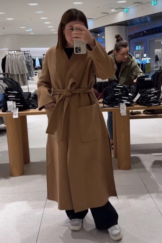 ZARA ZW COLLECTION 100percent WOOL COAT CAMEL NEW FW24/25 Size L 8491/253 RRP £189.99