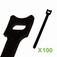 8 Inch Hook and Loop Reusable Strap Cable Cord Wire Ties 100 Pack Black
