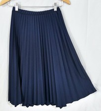 Vintage 60s 70s Polyester Navy Full Skirt XS
