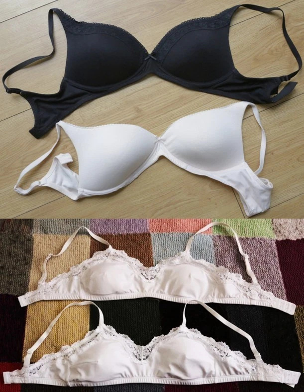4 bras 2 M&S / 2 NEW LOOK 32D Size 10 Both 2 WHITE / 1 BLACK / 1 PALE ROSE - Image 1 of 4