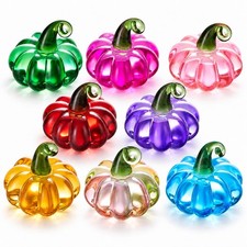 8Pcs Blown Glass Pumpkin Decor Figurines Fall Thanksgiving Gifts