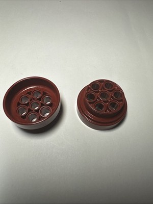 Lot of 2 LEGO Parts 60208 Technic Engine Head Mount Hubs Cylinder Dark Red
