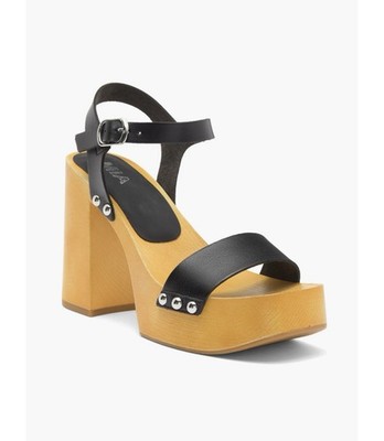 MIA Darrah Women s Wood Platform Black Block Heels Sandals Size US 8.5 NIB