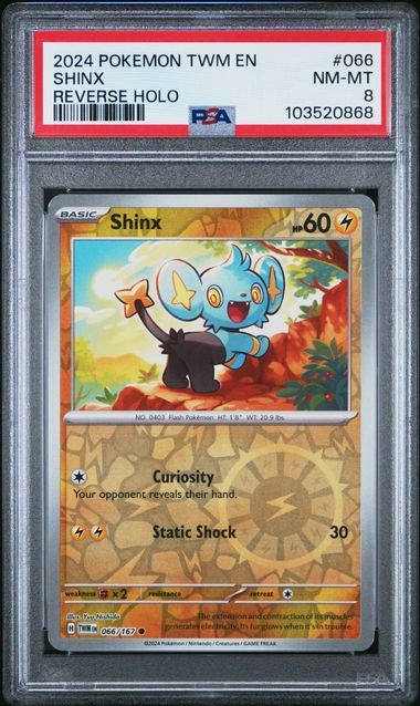 2024 POKEMON TWM EN #66 SHINX REVERSE HOLO PSA 8 TWILIGHT MASQUERADE POP 4