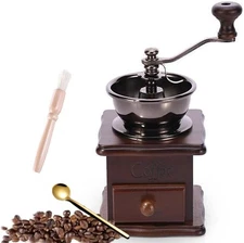 Wooden Manual Coffee Grinder Vintage Style Hand Coffee Mill Burr Coffee Grinder 