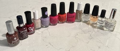 13 Bottle LOT of Nail Polish CND OPI Wet n Wild ESSIE NUCOLOR & Top Coats