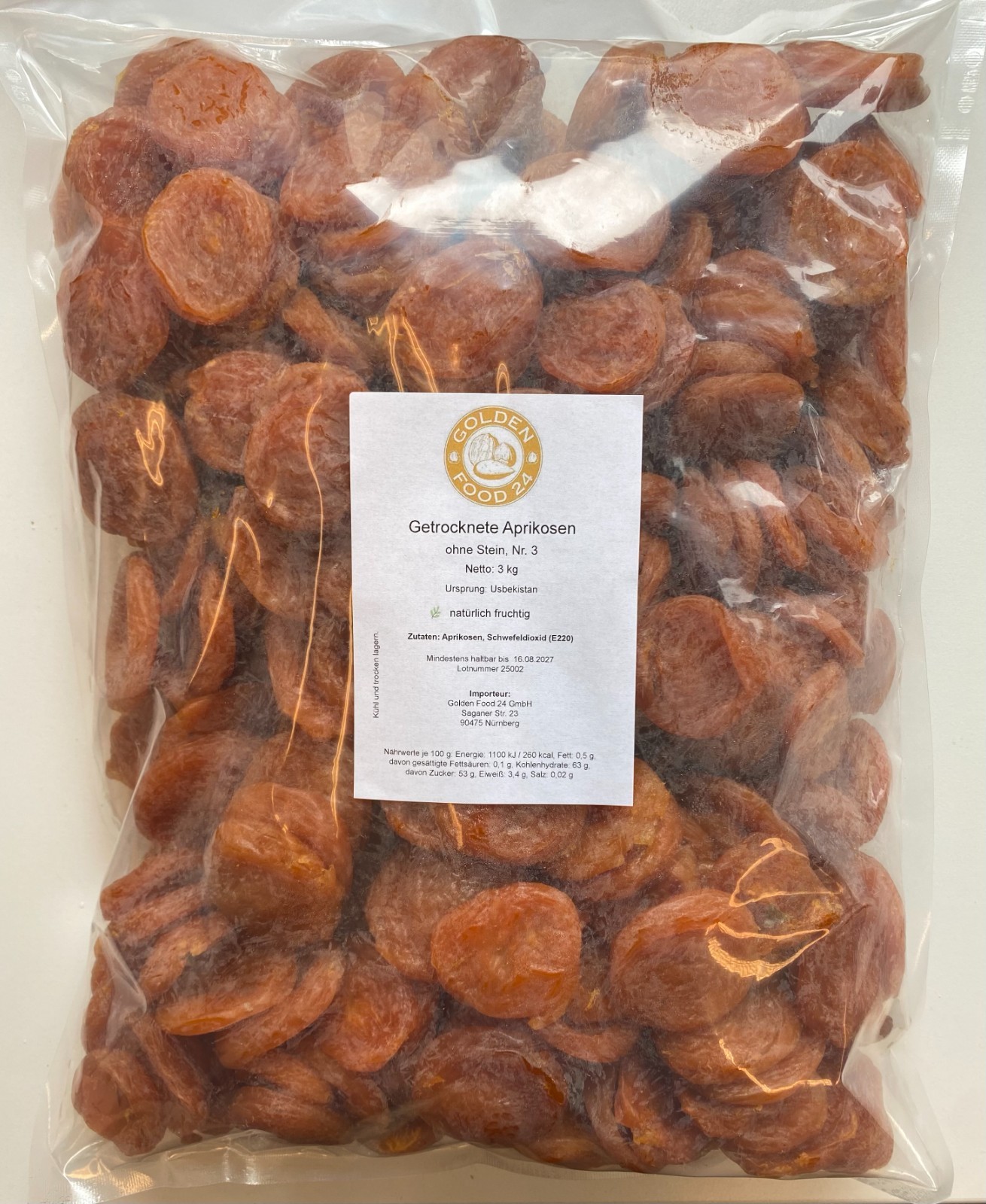 Albaricoques nº 3 deshonestados secos 3 kg | suaves y aromáticos