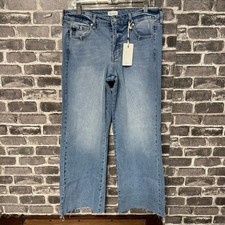 NWT Kancan high rise flare stretch jeans chewed hem SIZE 13 30