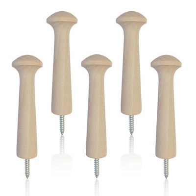 YAFIYGI 5Pcs Wooden Pegs Shaker Coat Hooks Screw-in Wall Rack for wood