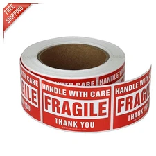 500 Count Handle With Care Fragile Labels - 3x5 Inch Adhesive Shipping Stickers