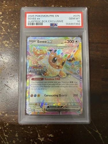 Pokemon Prismatic Evolutions Eevee EX 075/131 Surprise Box Promo PSA 10 Stamped