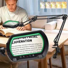 15X Rectangle 3-Section Magnifying Glass with Light and Clamp-Green