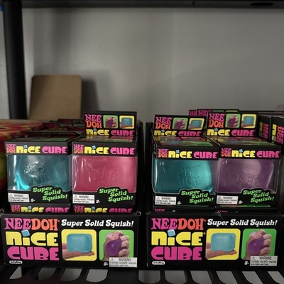 Nee Doh Nice Cube - Super Solid Squish! Lot of 24.[6 Purp,6Pink,12Blue w/display