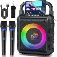 JYX Karaoke Machine for Adults Kids, Bluetooth Speaker with Microphone, Colorful