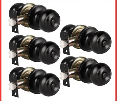 5 Pack Matte Black Door Knobs Privacy Interior Knob Bedroom Bathroom PROBRICO